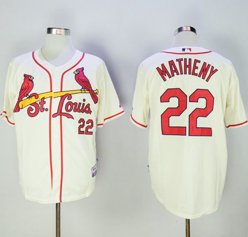 Cardinals #22 Mike Matheny Cream Cool Base Stitched MLB Jersey - Click Image to Close